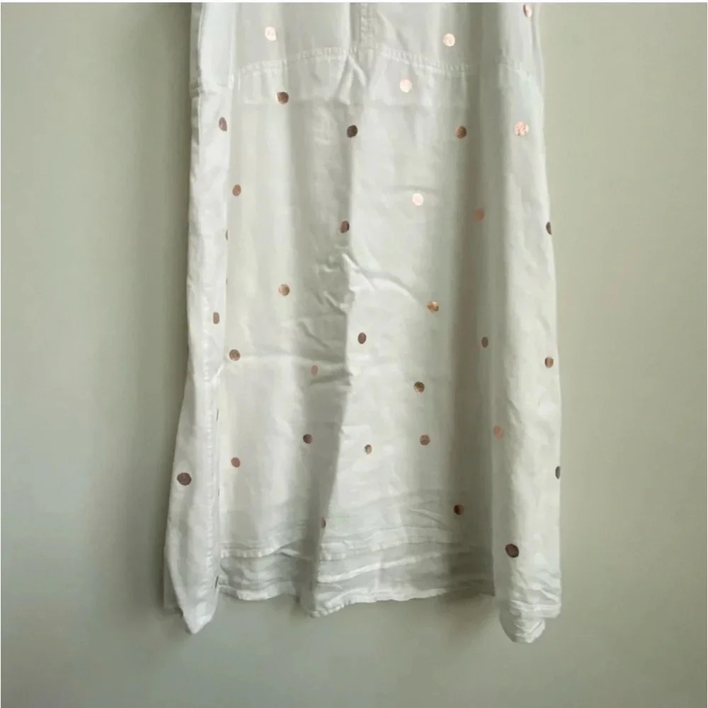 Anthropologie Cloth & Stone Polka Dot Seamed Dress Foil Print White Size Medium - Picture 4 of 9